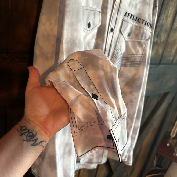 Affliction men’s Button up collared shirt black label 2XL - Picture 3 of 7